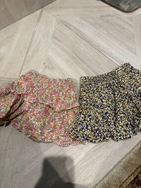 Zara Floral Ruffle Skorts Set - Pink & Navy Floral